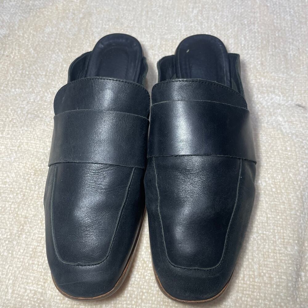 Free People Woman At Ease Black Leather Loafer Mule Shoes Size 38.5/USA 8.5 - Picture 9 of 11